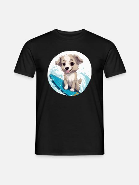 Surfende Tiere, süße Hunde - Männer T-Shirt - Schwarz