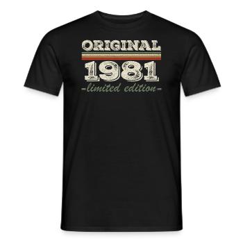 Legend since 1981 Born 1981 Birthday 1981 - Men's T-Shirt - black - Front - AI Model Male 178 light (178cm)