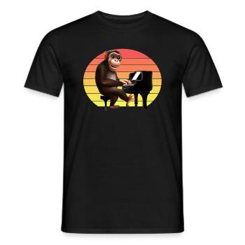 Monkey at the piano - Men's T-Shirt - black - Front - AI Model Male 178 light (178cm)