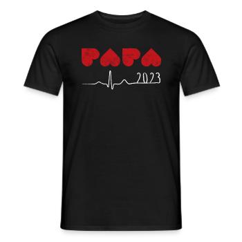Father with heart 2023 Heartbeat Dad - Men's T-Shirt - black - Front - AI Model Male 178 light (178cm)