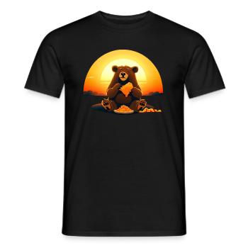 Ours mangeant du nacho au coucher du soleil - T-shirt homme - noir - Devant - AI Model Male 178 light (178cm)