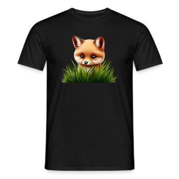 Fox in the tall grass - Men's T-Shirt - black - Front - AI Model Male 178 light (178cm)