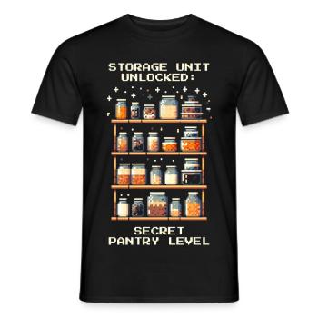 Storage Unit Unlocked | Secret Pantry Level - Men's T-Shirt - black - Front - AI Model Male 178 light (178cm)