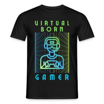 Virtuell geborener Gamer - Männer T-Shirt - Schwarz - Vorne - AI Model Male 178 light (178cm)