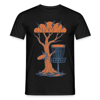 Disc Golf Tree trifft Flying Disc Basket Sturm - Männer T-Shirt - Schwarz - Vorne - AI Model Male 178 light (178cm)