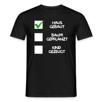 Maison construite (plantée dans un arbre, enfant engendré) blanche - T-shirt homme - noir - Devant - AI Model Male 178 light (178cm)