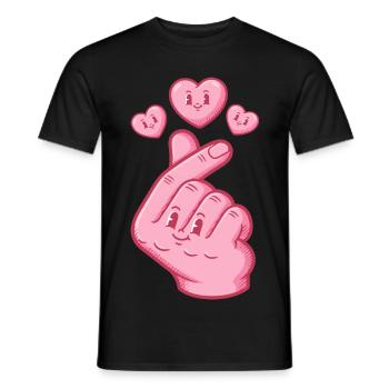 Kpop Koreanische Musik Niedliche Finger Herz Liebe Anime - Männer T-Shirt - Schwarz - Vorne - AI Model Male 178 light (178cm)