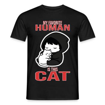 Cute Cat My Favorite Human Is This Cat - Men's T-Shirt - black - Front - AI Model Male 178 light (178cm)