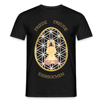 Friede Freude Eiersuchen - Yoga Osterhase - Männer T-Shirt - Schwarz - Vorne - AI Model Male 178 light (178cm)