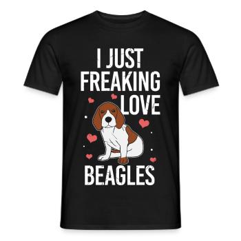 I Freaking Love Beagles – Hundeliebe - Men's T-Shirt - black - Front - AI Model Male 178 light (178cm)
