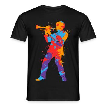 Trompete bunt Trompetenspieler Kinder Trompeter - Männer T-Shirt - Schwarz - Vorne - AI Model Male 178 light (178cm)