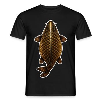 Goldener Karpfen-Top-Blick – Sauberes Angeldesign - Männer T-Shirt - Schwarz - Vorne - AI Model Male 178 light (178cm)