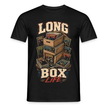 Comic Collector Long Box Life - Men's T-Shirt - black - Front - AI Model Male 178 light (178cm)