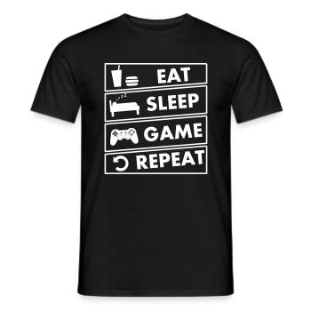 eat sleep game repeat - T-shirt homme - noir - Devant - AI Model Male 178 light (178cm)