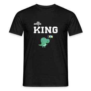 King Dino with Smartphone T-Shirt - Men's T-Shirt - black - Front - AI Model Male 178 light (178cm)