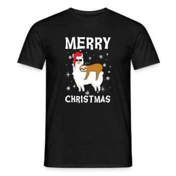 Lama & Sloth Xmas Lama & Sloth Noël - T-shirt homme - noir - Devant - AI Model Male 178 light (178cm)