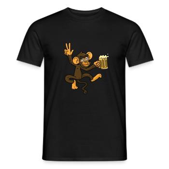 Singe de bière - T-shirt homme - noir - Devant - AI Model Male 178 light (178cm)