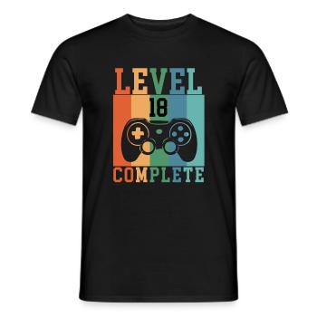 Level 18 Komplett 18 geburtstag gaming - Männer T-Shirt - Schwarz - Vorne - AI Model Male 178 light (178cm)