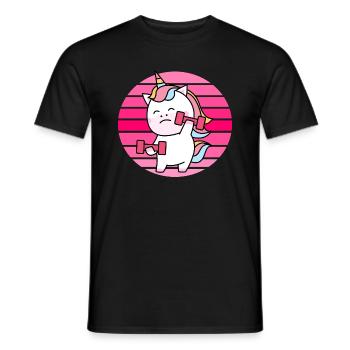 Muskel Einhorn Sonnenuntergang - Männer T-Shirt - Schwarz - Vorne - AI Model Male 178 light (178cm)