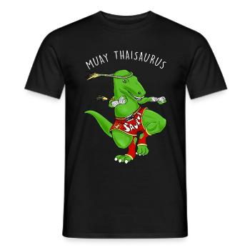 Dinosaur humor Thai boxing Sports gift idea - Men's T-Shirt - black - Front - AI Model Male 178 light (178cm)