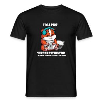I am Pro Procrastinator Hamster working tomorrow - Männer T-Shirt - Schwarz - Vorne - AI Model Male 178 light (178cm)
