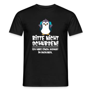 Kids Please don't push penguin cute - Men's T-Shirt - black - Front - AI Model Male 178 light (178cm)