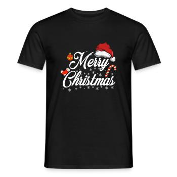 Merry Christmas Happy Christmas - Men's T-Shirt - black - Front - AI Model Male 178 light (178cm)