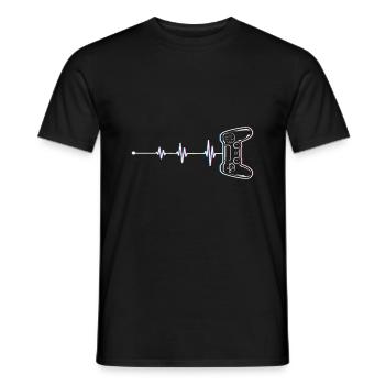 Kids Video Game Geek Controller Gamer Heartbeat - Men's T-Shirt - black - Front - AI Model Male 178 light (178cm)