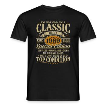 Vintage 1969 classique cadeau d’anniversaire - T-shirt homme - noir - Devant - AI Model Male 178 light (178cm)