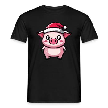 Pig Christmas - Men's T-Shirt - black - Front - AI Model Male 178 light (178cm)