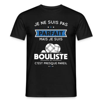 Pas parfait mais bouliste c'est presque pareil - T-shirt homme - noir - Devant - AI Model Male 178 light (178cm)