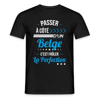 Belge - Frôler la perfection - Belgique - T-shirt homme - noir - Devant - AI Model Male 178 light (178cm)