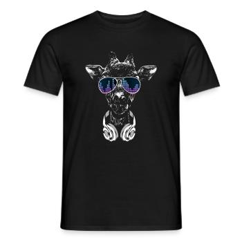 Giraffe mit Kopfhörer und cooler Sonnen Brille - Männer T-Shirt - Schwarz - Vorne - AI Model Male 178 light (178cm)