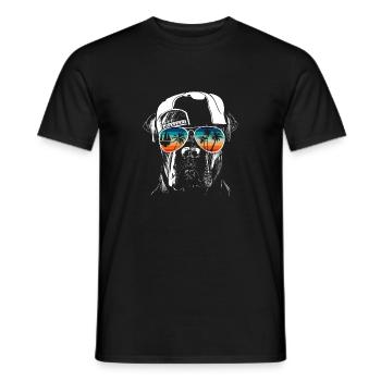 Hund mit cooler Sonnen Brille für Urlauber - Männer T-Shirt - Schwarz - Vorne - AI Model Male 178 light (178cm)