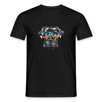 Hund mit cooler Sonnen Brille für Urlauber - Männer T-Shirt - Schwarz - Vorne - AI Model Male 178 light (178cm)