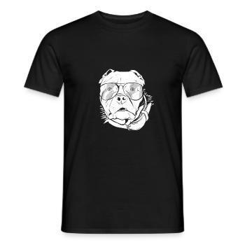 Hund mit Kopfhörer und cooler Musik Brille - Männer T-Shirt - Schwarz - Vorne - AI Model Male 178 light (178cm)