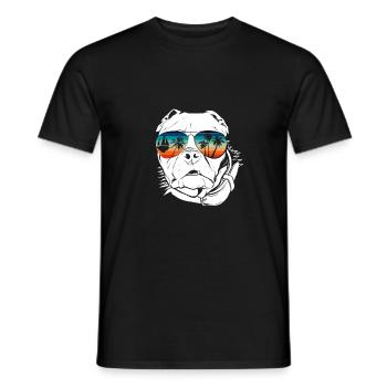 Hund mit cooler Sonnen Brille für Urlauber - Männer T-Shirt - Schwarz - Vorne - AI Model Male 178 light (178cm)