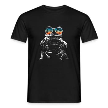 Grenouille avec des lunettes de soleil cool pour les vacanciers - T-shirt homme - noir - Devant - AI Model Male 178 light (178cm)
