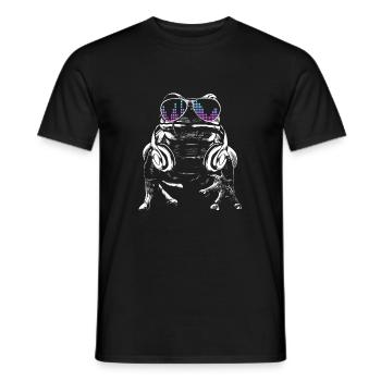 Grenouille avec des écouteurs et des lunettes de soleil cool - T-shirt homme - noir - Devant - AI Model Male 178 light (178cm)