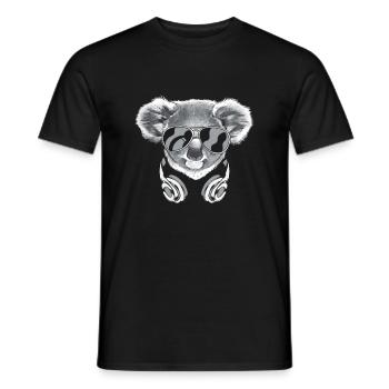 Koala with headphones and cool sunglasses - Men's T-Shirt - black - Front - AI Model Male 178 light (178cm)