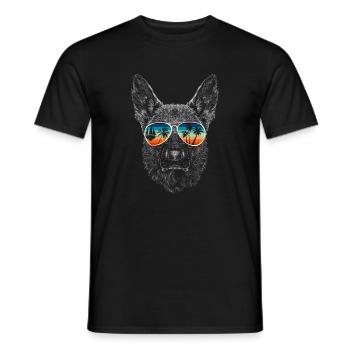 Dog with cool sunglasses for holidaymakers - Men's T-Shirt - black - Front - AI Model Male 178 light (178cm)