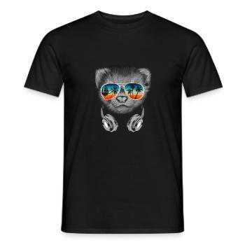 Ferret with cool sunglasses for vacationers - Men's T-Shirt - black - Front - AI Model Male 178 light (178cm)
