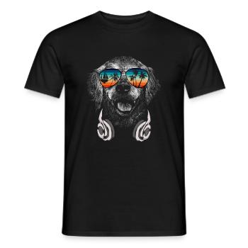 Hund mit cooler Sonnen Brille für Urlauber - Männer T-Shirt - Schwarz - Vorne - AI Model Male 178 light (178cm)