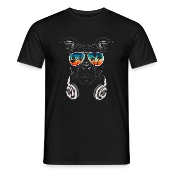 Hund mit cooler Sonnen Brille für Urlauber - Männer T-Shirt - Schwarz - Vorne - AI Model Male 178 light (178cm)