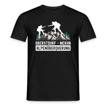 Crossing the Alps Oberstdorf Merano E5 long-distance hiking trail - Men's T-Shirt - black - Front - AI Model Male 178 light (178cm)