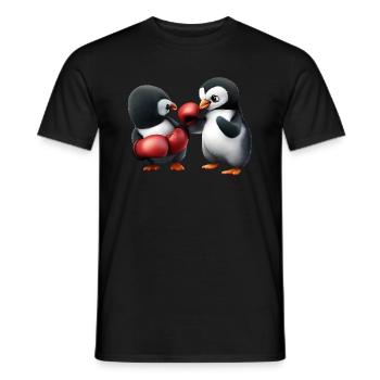 Penguin Boxing Match - Men's T-Shirt - black - Front - AI Model Male 178 light (178cm)