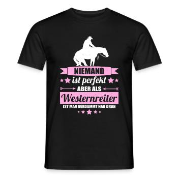 Westernreiter - Männer T-Shirt - Schwarz - Vorne - AI Model Male 178 light (178cm)