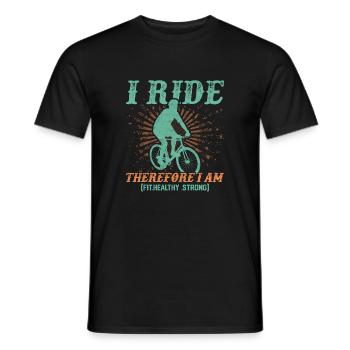 Fahrrad Zitat Vintage Radfahren Ich fahre Dafür bin ich - Männer T-Shirt - Schwarz - Vorne - AI Model Male 178 light (178cm)