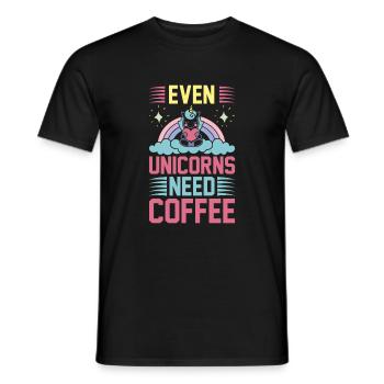 Citation de licorne Même les licornes ont besoin de café - T-shirt homme - noir - Devant - AI Model Male 178 light (178cm)
