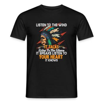 Citation amérindienne Écoutez le vent - T-shirt homme - noir - Devant - AI Model Male 178 light (178cm)
